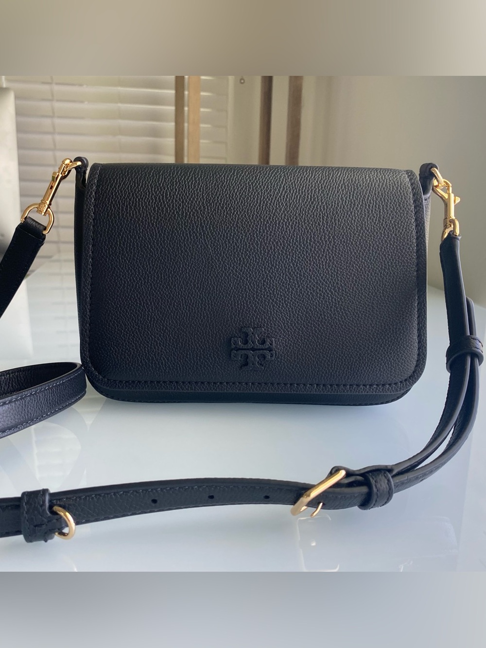 Tory Burch Black Pebbled Leather Crossbody with Gold Hardware - Picture 8 of 8